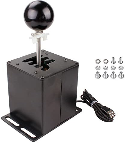 muge racing USB Simulator Shifter, Compatible with Logitech G29 G27 G25 G920 Thrustmaster T300RS/GT Steering Wheel Sequential H Gear Shifter Compatible with ATS ETS Dust WRC Sim Racing Games 6+R