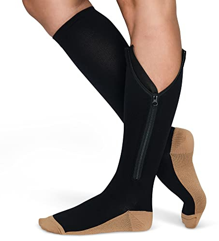 TheraMagic™ Zipper Compression Socks for Men & Women, 20-30mmHg Closed Toe Graduated Zippered Compression Stocking