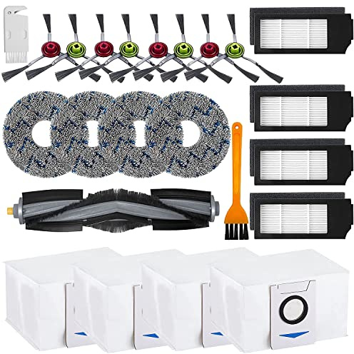 23 stycken ersättningstillbehörsset för Ecovacs DEEBOT X1 Turbo/Omni | Med huvudborste, 8 sidoborstar, 4 filter, 4 torkdukar, 4 dammpåsar och 2 rengöringsverktyg.