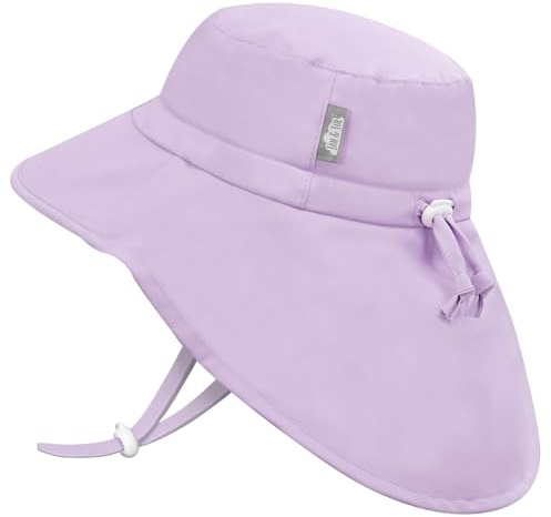 Jan & Jul Schnell Trocknender Kinder Sonnenhut für Mädchen mit UV-Schutz (XL: 5-12 Jahre, Lavender)
