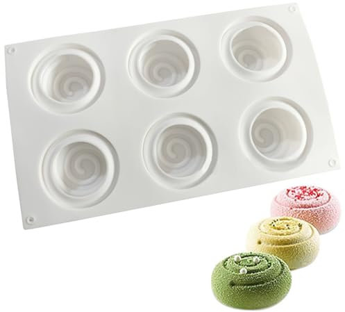 Zimtbrötchen Schimmel, 11,6 Zoll 6 Hohlraum Silikon Zimtrollformen, Nicht-Stick-Dessertformen für Kuchenseifenpudding-Schokolade machen