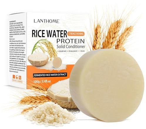 Shefave Reiswasser Conditioner, Fester Conditioner Geschädigtes & Fettiges Haar mit Hibiskus-Extrakt, Natürliche Haarspülung ohne Silikone, Anti Spliss Frizz, Shampoo Bar, 100g