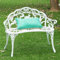JIAOCKJIAO Gartenbank Metall mit Rückenlehne, Carving Parkbank, Outdoor Terrassenbank Sitzbank, Wetterfeste Ruhebank, 1 Bis 2 Sitzer, Gartenmöbel Bank, Rahmen aus Aluminium Druckguss (Color : Wit, S