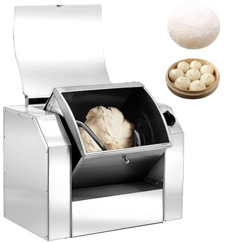 Batidora de alimentos comercial, batidora de masa con soporte de acero inoxidable con función de sincronización, licuadora multifunción con cubo de fideos reversible de 90° para pasta fideos 10KG