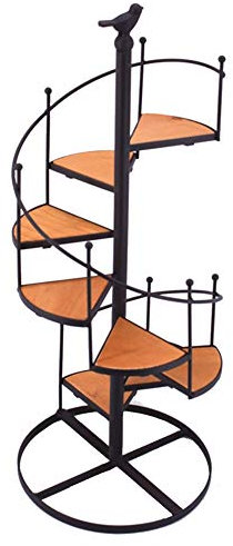support de plantesSupports de porte-fleurs d'angle en métal, escalier en colimaçon, étagères de table intérieure et extérieure, étagère de support de fleurs pour plantes (non amovible) intér