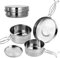 Dokeno 4 Teilige Camping Geschirr Set,Camping Kochgeschirr Set,Edelstahl Outdoor Kochgeschirr,Faltbare Campinggeschirr Pot Plate,Camping Topf für Camping Outdoor Kochen Wandern Reisen für 1-2 Personen