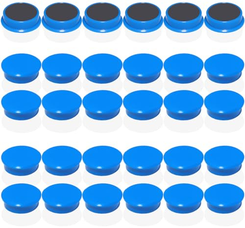 DUJEQM Calamite Frigorifero, 30 Pezzi Calamite Potenti, Mini Calamite Piccole, Magneti per Lavagna Magnetica, Magnete Potente Calamita Frigo per Calendario, Bacheca, Foto, Casa, Ufficio, Scuola - Blu