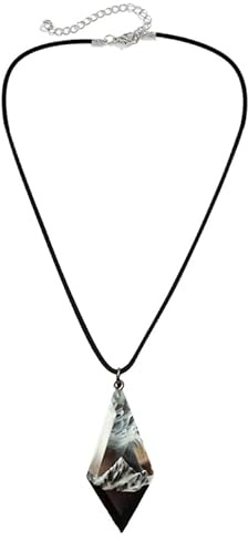 JUNNASALIKER Collana con ciondolo a forma di montagna e neve, in resina, gioiello magico per il collo, Silicone