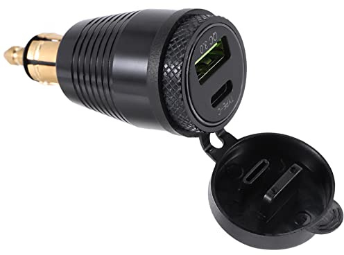 Jevina motorcykel DIN vattentät laddare en QC3.0 USB-laddare & typ C 30 W strömförsörjning adapter uttag
