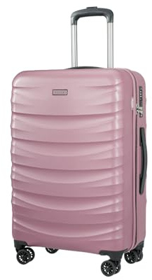 PUCCINI Polykarbonat resväska Valencia hårt skal handbagage vagn lätt resväska med tvillinghjul M-L-XL, ROSA, L, Medium resväska