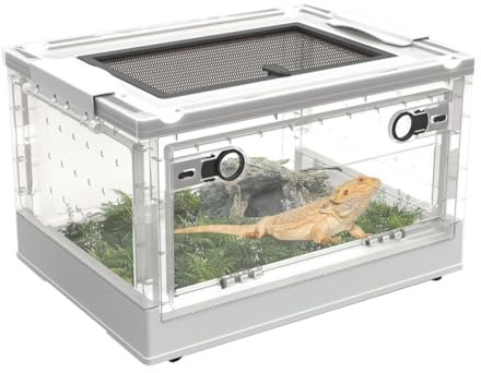 Terrario per Rettili Recinti for Rettili, Mangiatoie, Recinti for La Riproduzione, Gabbie, Habitat for Anfibi Scatola per Insetti(White,39.5cm)