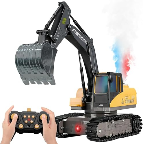 3T6B Juguete de Bulldozer teledirigido, 1:24 aleaciones, vehículo de construcción con Funciones de luz, Sonido y Spray, vehículos de construcción de 2,4 GHz para niños y niñas de 3 a 12 años (81299)