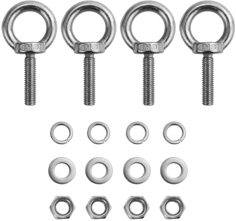 Vite ad anello M8, 4 viti ad occhio in acciaio inox, viti a testa martello, bullone ad anello rotondo, viti a testa tonda con rondelle
