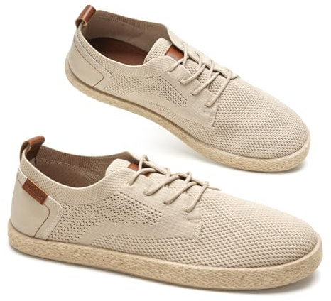 GLAMORA Alpargatas Hombre Zapatillas Zapatos Plano Transpirable Tejido Cordones Ligero Flexible Suela Goma Antideslizante Mocasín Urbano Confort Calzado bg-42