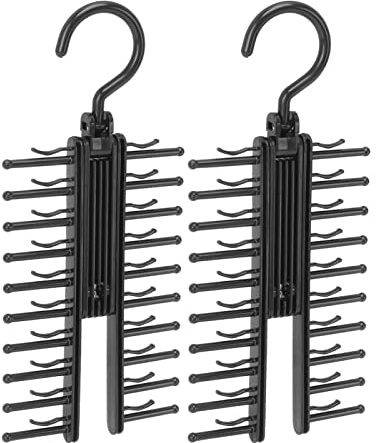 Stylebest 2 Grucce per Cravatte con Gancio di Rotazione a 360 Gradi, Elegante Soluzione per Riporre Cravatte per L'organizzazione Dell'armadio, in Plastica Nera, 11,4 X 5,1 Pollici