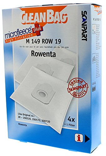 CleanBag M 149 ROW 19 - Bolsas para aspiradora (4 bolsas y 1 filtro universal), color blanco