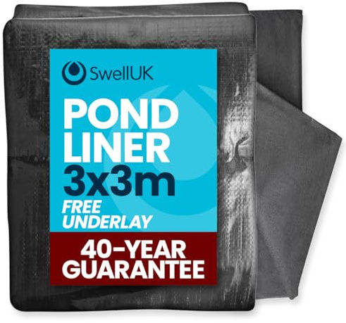 Swell UK 3m x 3m Pond Liner | 40 Year Guarantee | Free Underlay | UV Resistant | Garden Fish Ponds