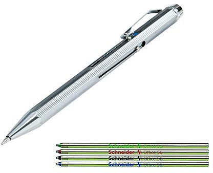 Wedo 4-farbiger Kugelschreiber mit Schiebemechanismus (Stift + Ersatzminen)