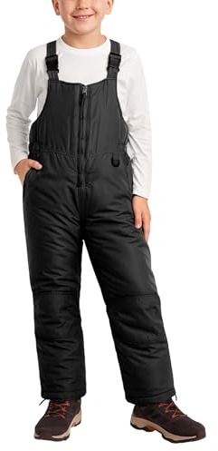 Arctic Hero Kids Snow Bibs - Boys and Girls Weatherproof Insulated Bibs Snow Pants Waterproof Overalls (Sizes 2T-18), Size 16-18, Black