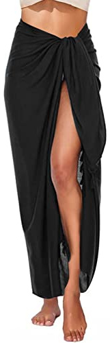 RITOSTA Pareos Playa Mujer Grandes Falda Pareo Bikini Cubiertas Sarong de Gasa con Borla Camisolas Vestidos Playa Bufanda Wrap Falda Bikini Coverups para Bañador Traje de Baño (Negro,Talla única)