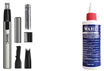 Wahl Micro Finisher Nose Hair Trimmer for Men and Women 3-in-1 Nose Trimmer and Ear and Eyebrow Trimmer & Clipper Oil, Blade Oil for Hair Clippers, Beard Trimmers and Shavers