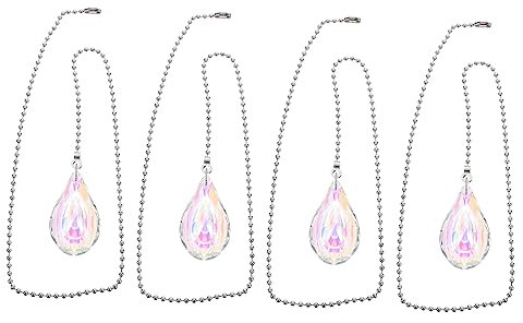 DOITOOL 4 Stück Licht Zugseil Deckenleuchte Kette Kristall Schalter Zugkette Kronleuchter Kette Hängende Kristalle Für Mittelstücke Lichtschalter Zugketten Perlen Zugkette