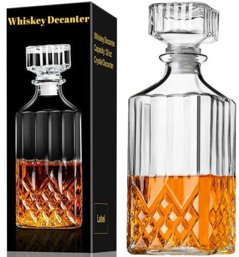 PARACITY Whiskey Karaffe, 890ML Dekanter für Alkohol mit Glasstopfen, Whisky Karaffe in Geschenkbox, Whiskey Geschenke für Männer, Whisky Geschenkset für Männer, Dekanter für Whiskey, Bourbon
