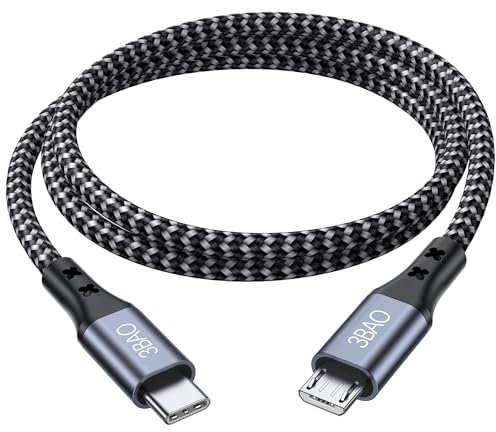 3BAO USB C auf Micro USB Kabel 0.5M, USB Typ C auf Micro Kabel Nylon geflochtene USB C zu Micro Ladegerät Kabel Android Ladekabel Dast Sync Kompatibel für Samsung Galaxy S7/S5/J3/J5/J7, Huawei
