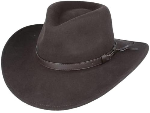 Xposed Men’s 100% Pure Wool Felt Crushable Cowboy Outback Hat Curved Wide Brim Fedora