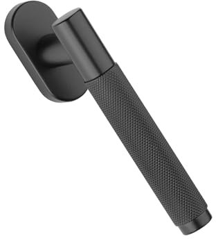 Gedotec Manilla ventana negro mate | 1 pieza | MARION | Manilla oscilobatiente sin cilindro de cierre | herraje para ventanas | manilla moderna sobre roseta ovalada | 42 mm de longitud de espig