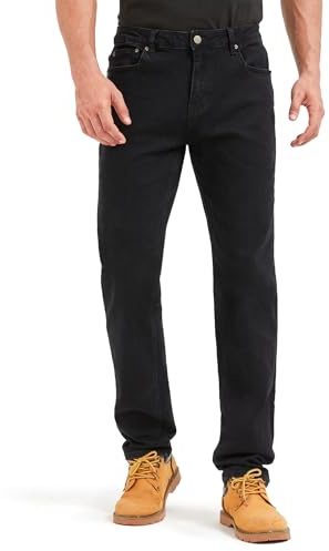 Zylioo Mens Tall Extra Long Leg 36 Jeans, Long Inseam for Tall Men, Stretch 5 Pocket Classic Length Black