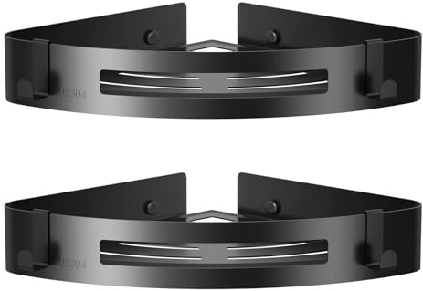 MOERES Étagères de douche en acier inoxydable, étagères de placement triangulaires, secteurs, accessoires de salle de bains, convient pour la cuisine, salle de bains, set de 2 (Noir)