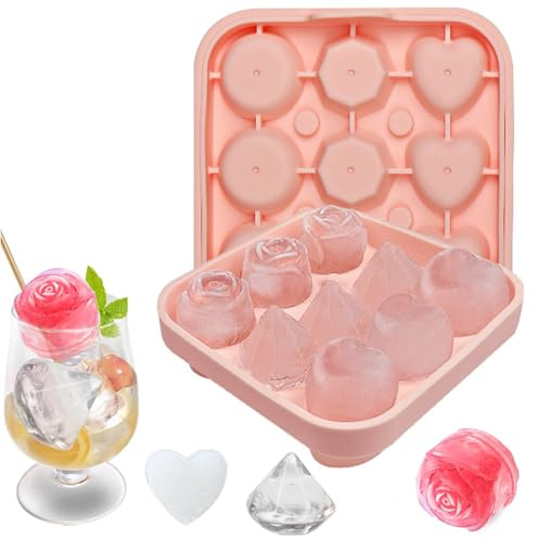 Silikonform rosa diamantflaska, lättformad isbitsform, BPA-fri, för vinwhiskycocktails (rosa glas/diamant/hjärtform)