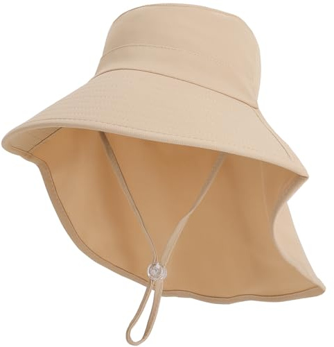 ZOORON Outdoor Kids Sun Hat with Neck Flap UPF 50+ Sun Protection Fishing Hat Wide Brim Summer Kids Beach Hats for Girls Boys