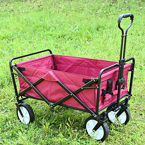 Chariot de jardin pliable, robuste, capacité de 80 kg, chariot à main portable pour camping, plage, pêche, shopping, chariot utilitaire pliable polyvalent et léger