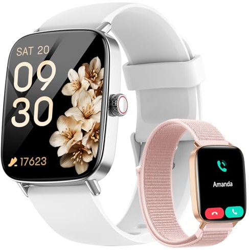 Smartwatch Damen mit Telefonfunktion,1.85 HD Uhren Damen mit Herzfrequenz Schlafmonitor SpO2 Schrittzähler,110+ Sportmodi Fitnessuhr,IP68 Wasserdichte Smart watch Kompatibel für iOS/Samsung/Android