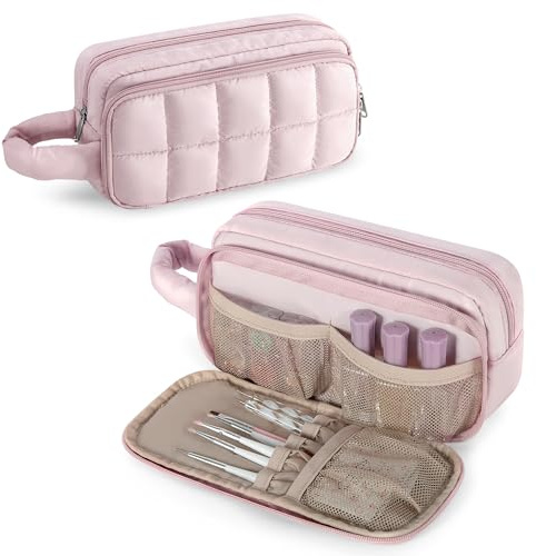 Luxja Estuche Organizador de Esmaltes de Uñas para 12-18 Frascos (15ml/0,5 Onzas Líquidas), Organizador de Esmaltes de Uñas con Bolsillos para Kit de Manicura (Solo Bolsa), Rosa