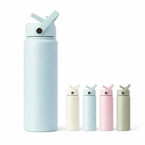 TEMMIA® Edelstahl Trinkflasche 500 ml – Thermoflasche Doppelwandig & Vakuumisoliert – BPA-frei, Auslaufsicher – Für Sport, Fitness, Schule, Büro & Reisen – Heiß & Kalt – Hellblau