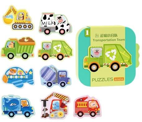 Rompecabezas para Niños - Juegos Educativos De Madera Con Dibujos Animados | Juegos De Encastro Para Infancia | para Niños de 3-5 Años Niños y Niñas Regalos Navidad Viaje Fiesta Escuela Infantil