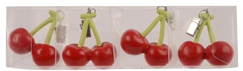 Decoris Juego de 4 pesos para mantel de cerámica, 6 x 5 x 3 cm, con pinzas de metal, pesos para el techo, con clip, color rojo y verde
