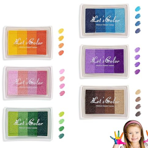 YUGUOLAN 6 Stück Stempelkissen Bunt, Stempelkissen Fingerabdruck, Stempelkissen Set, Fingerabdruck Stempelkissen, für Papier Handwerk, Stoff Malerei, DIY, Geburtstag Geschenk(24 Farben)