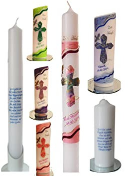 Taufkerze/Kommunionkerze,KonfirmationskerzeRegenbogenkreuz- Name,Datum**Junge Mädchen B077BYS81Q