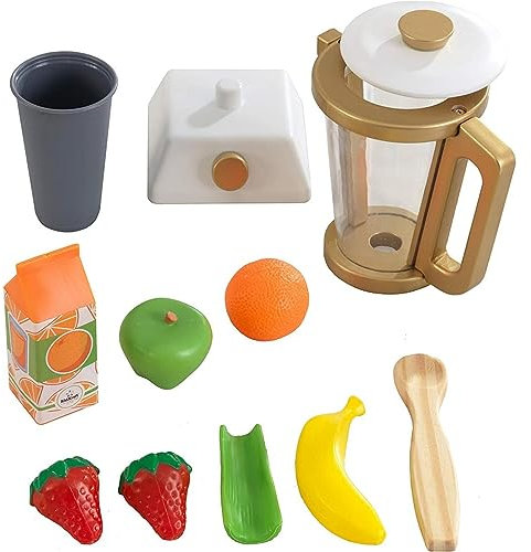 KidKraft Goldenes Smoothie Spielset aus Holz für Kinderküche mit Mixer und Obst, Spielküche Zubehör, Spielzeug für Kinder ab 3 Jahre, 53537