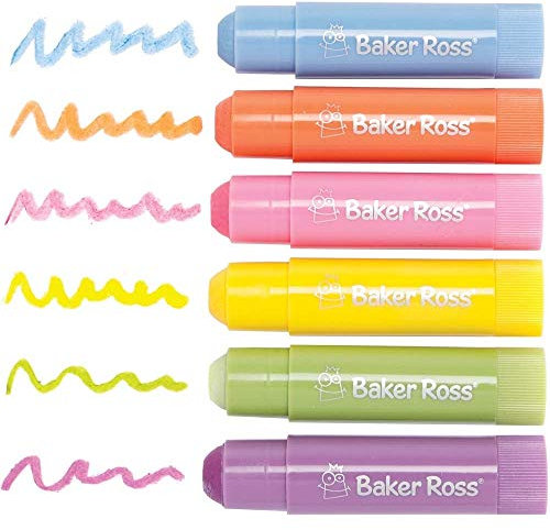 Baker Ross AX705 Pastel Plakatfarbe Stifte - 6er Pack, Bastelfarben für Kinder zum Malen und Basteln