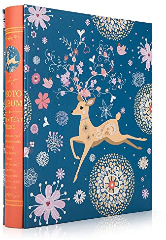 AIOR Album Photo 10x15 / 11x17 cm 200 Pochettes,Traditionnel Grand Album Photo Bébé Garçon Fille Famille Classique Albums d'anniversaire de Mariage, Cerf