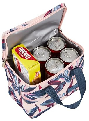 Periea Liz Insulated Lunch Bag – Cool Bag for Work, School, Travel & Picnics (Peach Leaves, Small)