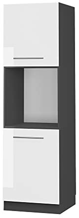 Vicco Herdumbauschrank Fame-Line, Weiß Hochglanz/Anthrazit, 60 cm offen