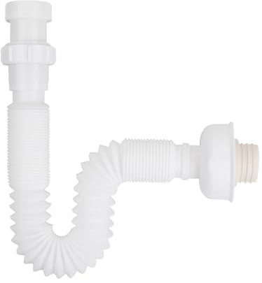 Granvoo Tubo di scarico Flessibile, Estensibile da 350-880mm, Sifone Lavabo Bagno, Tubo Flessibile, Sifone Per Lavandino, Sifone da Cucina Lavello, Sifone Plastica per Lavandino, Bagno, Cucina