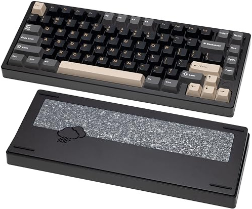 KEEBMONKEY WOBKEY Rainy 75 CNC Aluminum HMX/JWK/Cocoa Switches Triple-Mode Connectivity Mechanical Keyboard with Superior Acoustics, RGB/FR4/Silver SUS304/7000mAh/Cocoa Switch (Pro - Black)