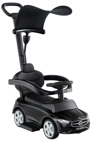 RELAX4LIFE Macchinina a Spinta 3-in-1 per Bambini, Auto a Pedali con Tettuccio Regolabile, Spazio di Stoccaggio Sotto Sedile, Giocattolo da Passeggio con Suoni Realistici, 18-36 Mesi (NERO)